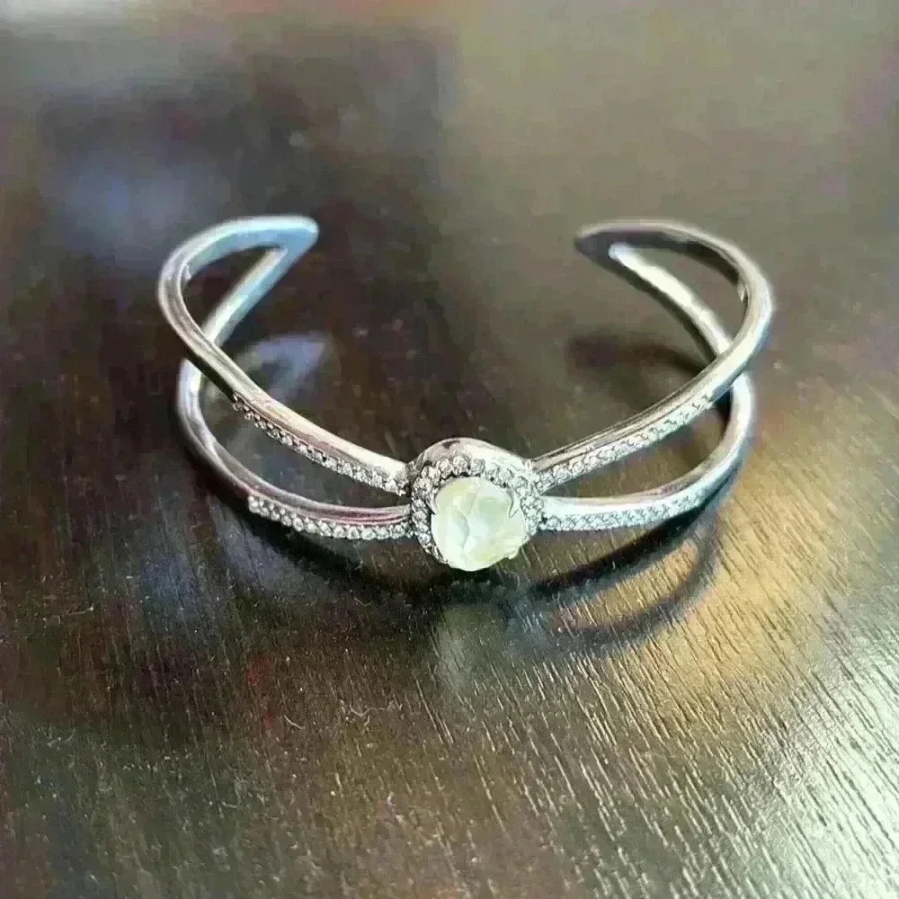 Chloe + Isabel Bianca Rhodium Plated open cuff bracelet